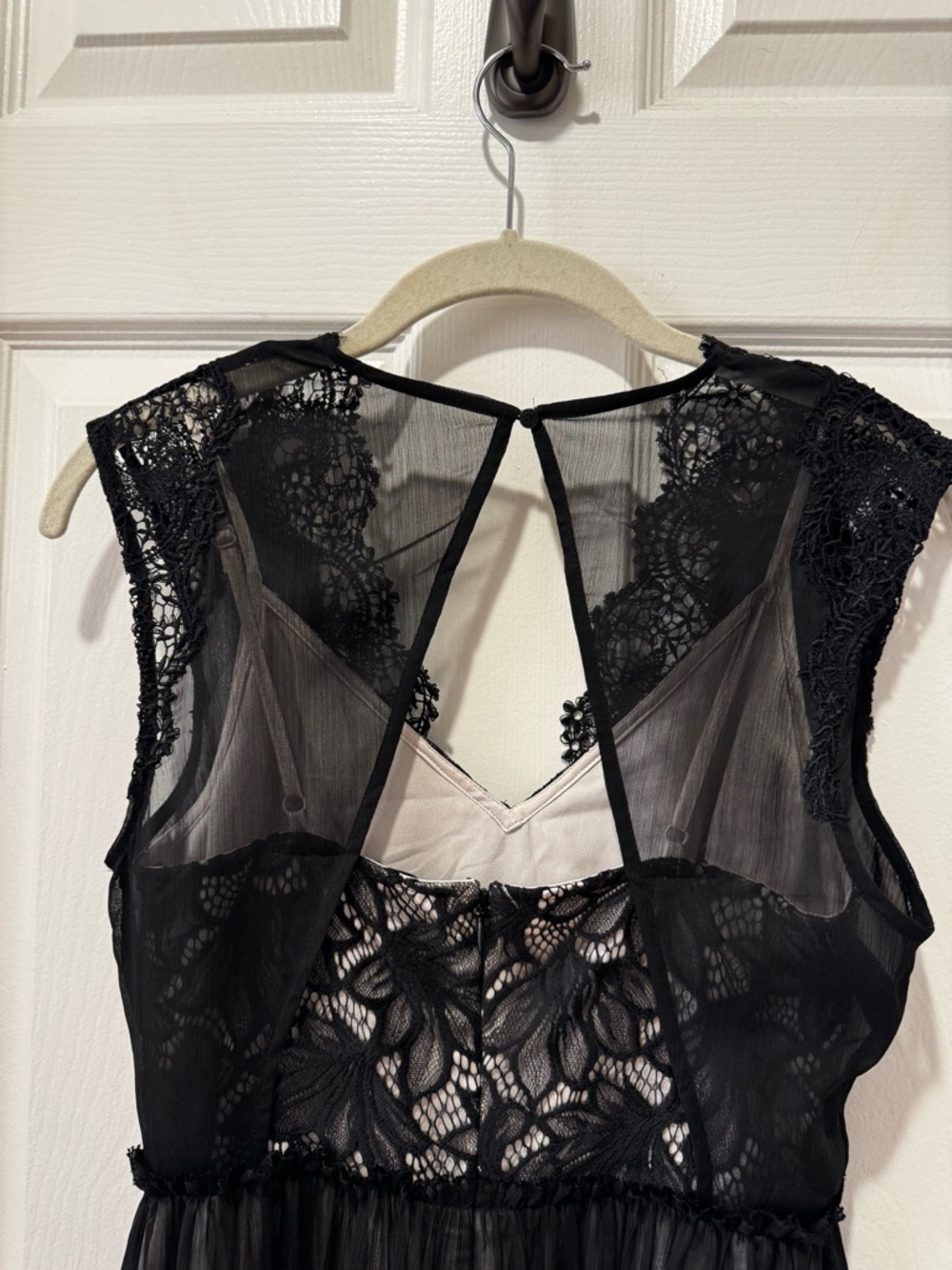 Allsaints Sara Black Lace V-Neck Sheer Midi Dress Sz. 2 - Picture 11 of 16